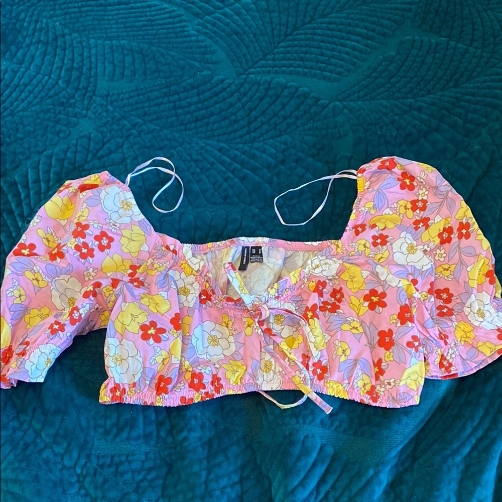Vero Moda Floral Print Top with Pink Accents
